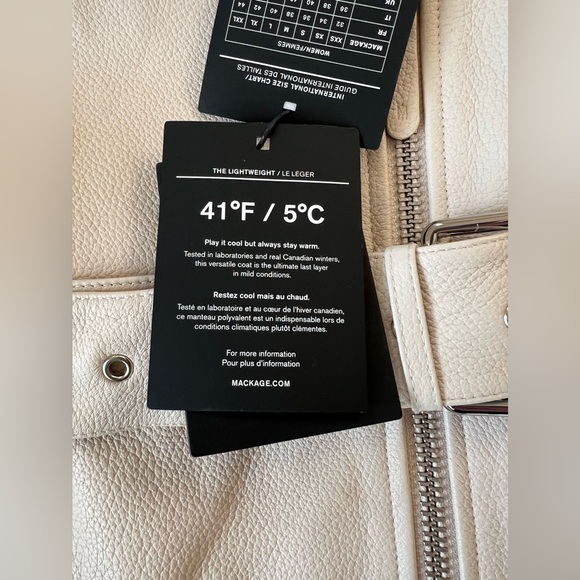 $1290 Mackage Womens SABINA Leather Biker Jacket with Cinch Belt  Cream - Picture 5 of 8